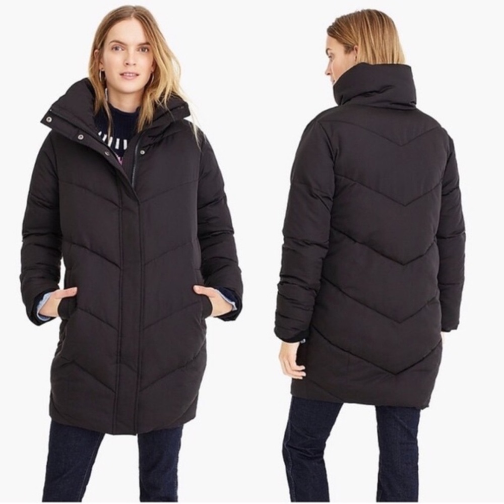 J crew black puffer coat sz XL